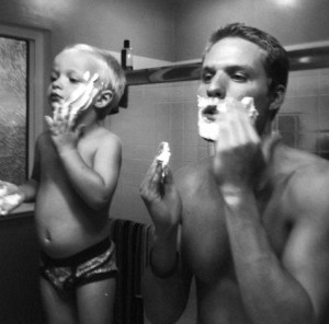 father son shaving